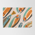Sardines, Colorful Bohemian Eclectic Fish Animals, Ocean Life Seawater Quirky Whimsical, Pastel Illustration Painting Rug Gallery Image 2