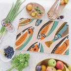 Sardines, Colorful Bohemian Eclectic Fish Animals, Ocean Life Seawater Quirky Whimsical, Pastel Illustration Painting Cutting Board Gallery Image 2