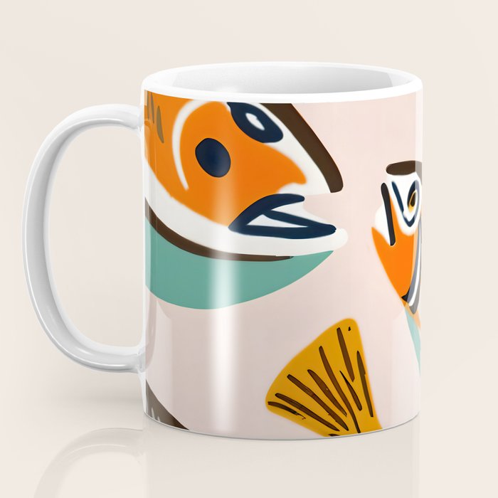 Sardines, Colorful Bohemian Eclectic Fish Animals, Ocean Life Seawater Quirky Whimsical, Pastel Illustration Painting Coffee Mug Gallery Image 3