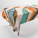 Sardines, Colorful Bohemian Eclectic Fish Animals, Ocean Life Seawater Quirky Whimsical, Pastel Illustration Painting Tablecloth Gallery Image 1