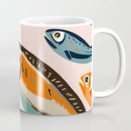 Sardines, Colorful Bohemian Eclectic Fish Animals, Ocean Life Seawater Quirky Whimsical, Pastel Illustration Painting Coffee Mug Gallery Image 1