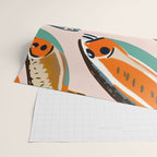 Sardines, Colorful Bohemian Eclectic Fish Animals, Ocean Life Seawater Quirky Whimsical, Pastel Illustration Painting Wrapping Paper Gallery Image 2