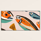Sardines, Colorful Bohemian Eclectic Fish Animals, Ocean Life Seawater Quirky Whimsical, Pastel Illustration Painting Desk Mat Gallery Image 3