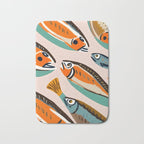 Sardines, Colorful Bohemian Eclectic Fish Animals, Ocean Life Seawater Quirky Whimsical, Pastel Illustration Painting Bath Mat Gallery Image 1