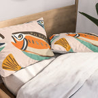 Sardines, Colorful Bohemian Eclectic Fish Animals, Ocean Life Seawater Quirky Whimsical, Pastel Illustration Painting Pillow Sham Gallery Image 2