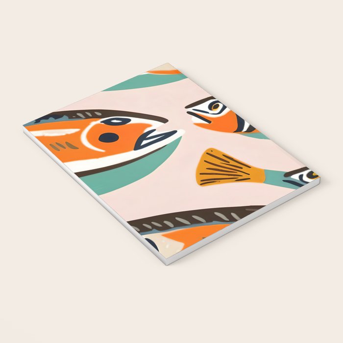 Sardines, Colorful Bohemian Eclectic Fish Animals, Ocean Life Seawater Quirky Whimsical, Pastel Illustration Painting Notebook Gallery Image 3