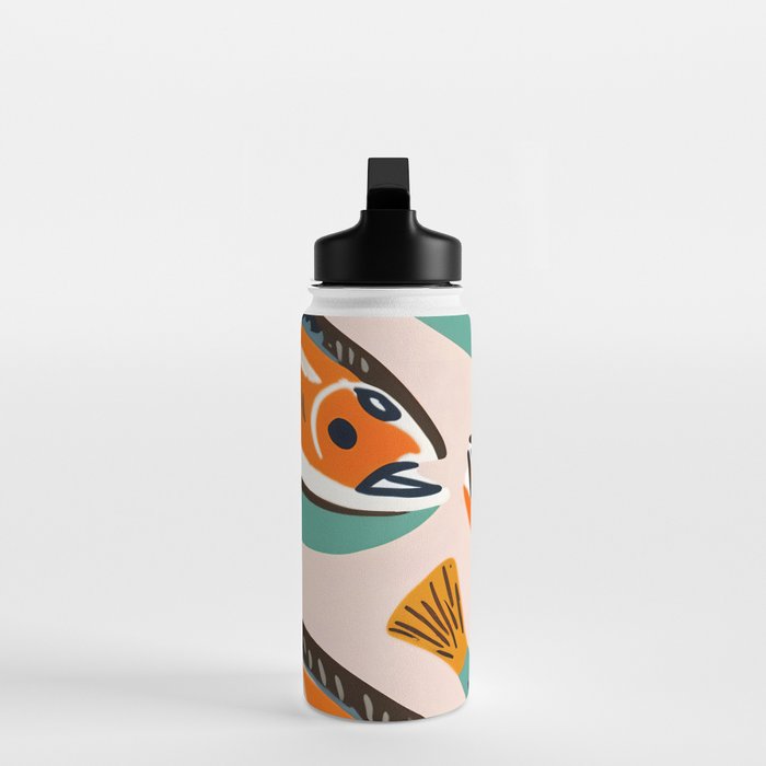 Sardines, Colorful Bohemian Eclectic Fish Animals, Ocean Life Seawater Quirky Whimsical, Pastel Illustration Painting Water Bottle Gallery Image 3