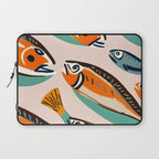 Sardines, Colorful Bohemian Eclectic Fish Animals, Ocean Life Seawater Quirky Whimsical, Pastel Illustration Painting Laptop Sleeve Gallery Image 1