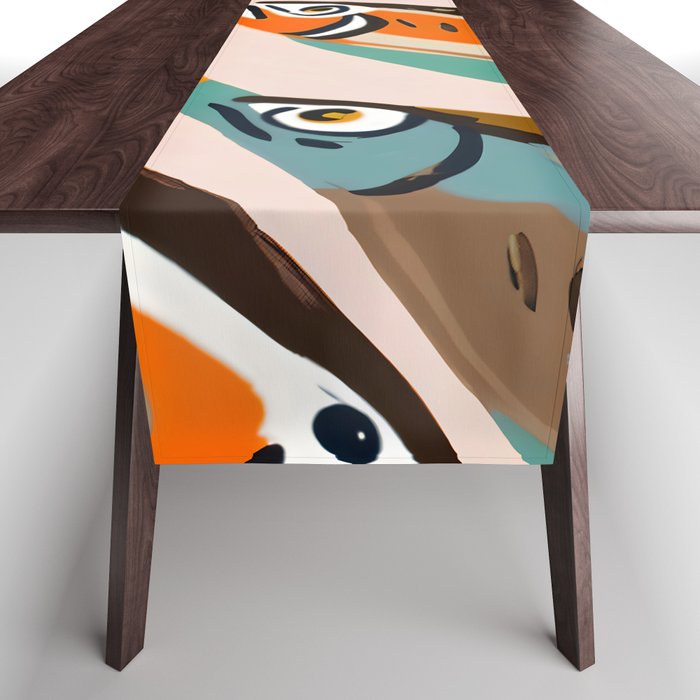 Sardines, Colorful Bohemian Eclectic Fish Animals, Ocean Life Seawater Quirky Whimsical, Pastel Illustration Painting Table Runner Gallery Image 1