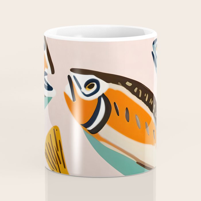 Sardines, Colorful Bohemian Eclectic Fish Animals, Ocean Life Seawater Quirky Whimsical, Pastel Illustration Painting Coffee Mug Gallery Image 4
