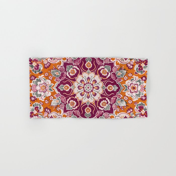 Ruby and Spice Floral Mandala Bath Towel Gallery Image 1