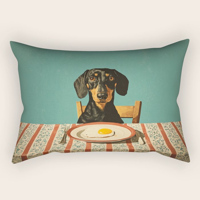 Dachshund Waiting For Breakfast Rectangular Pillow Gallery Image 2