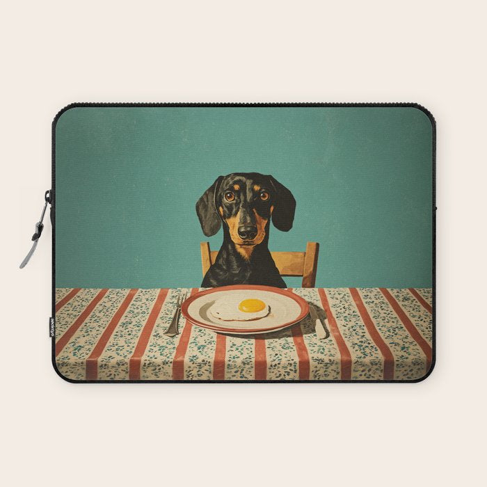 Dachshund Waiting For Breakfast Laptop Sleeve Gallery Image 1