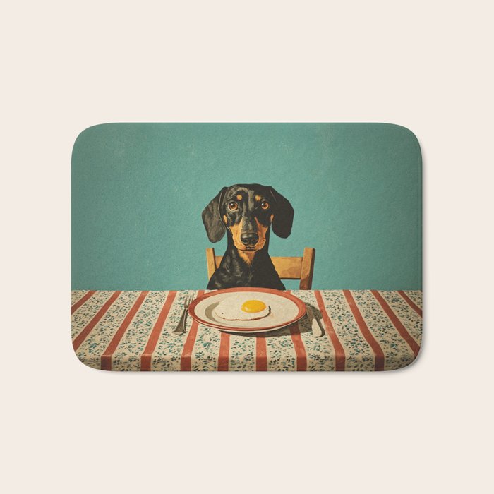 Dachshund Waiting For Breakfast Bath Mat Gallery Image 1