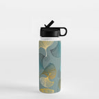 Luxury gold Ginkgo on blue background illustration pattern. Water Bottle Gallery Image 1