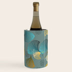 Luxury gold Ginkgo on blue background illustration pattern. Wine Chiller Gallery Image 2