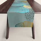 Luxury gold Ginkgo on blue background illustration pattern. Table Runner Gallery Image 1