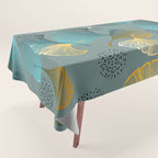 Luxury gold Ginkgo on blue background illustration pattern. Tablecloth Gallery Image 1