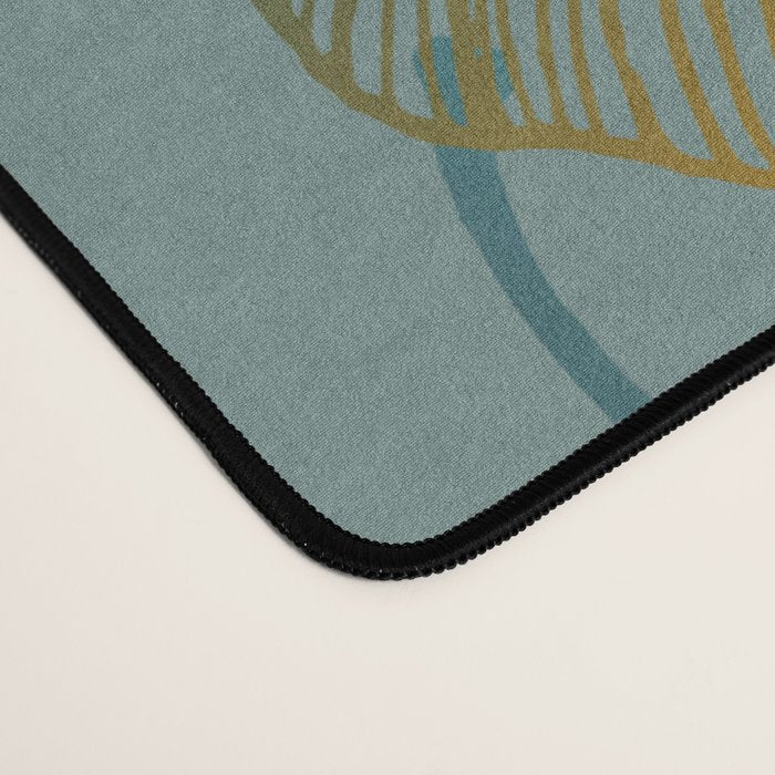 Luxury gold Ginkgo on blue background illustration pattern. Desk Mat Gallery Image 4