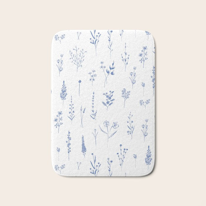 Wildflowers in blue Bath Mat Gallery Image 1
