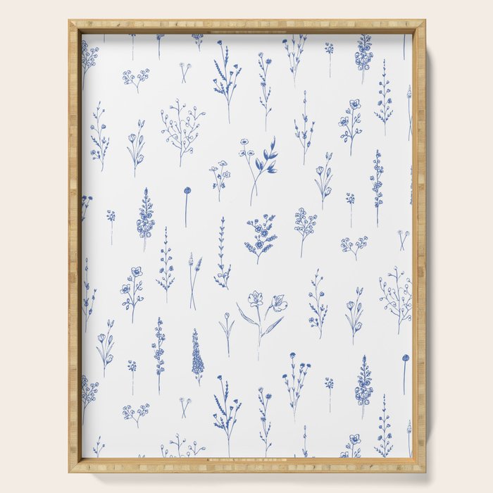 Wildflowers in blue Serving Tray Gallery Image 1