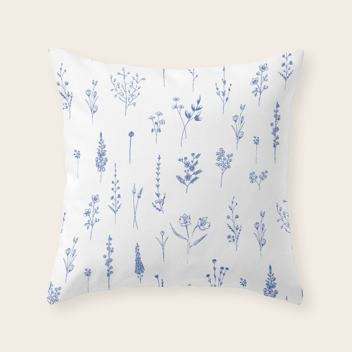 Wildflowers in blue Throw Pillow Gallery Image 6