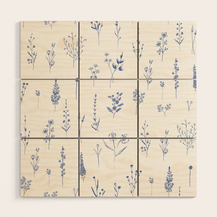 Wildflowers in blue Wood Wall Art Gallery Image 1