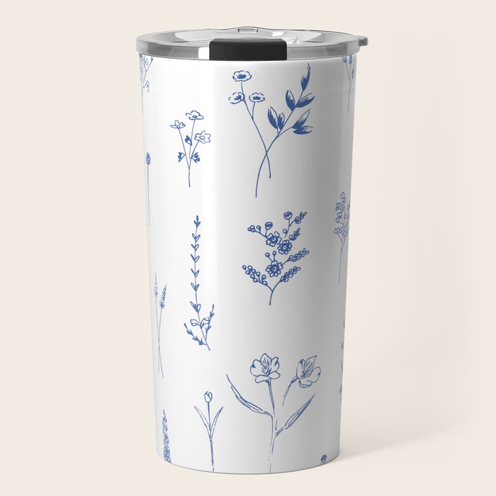 Wildflowers in blue Travel Mug Gallery Image 1