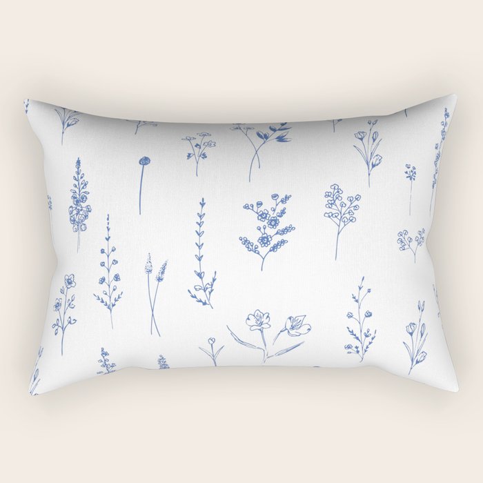 Wildflowers in blue Rectangular Pillow Gallery Image 1