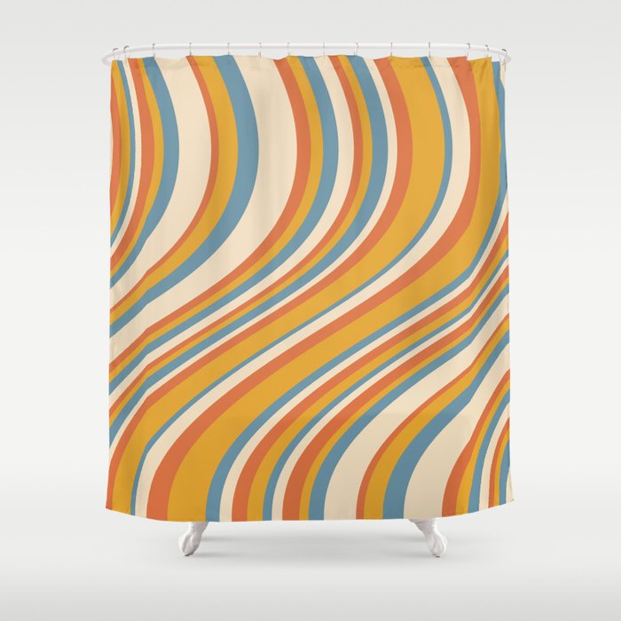 Wavy Stripes XX - Retro Summer Shower Curtain Gallery Image 1