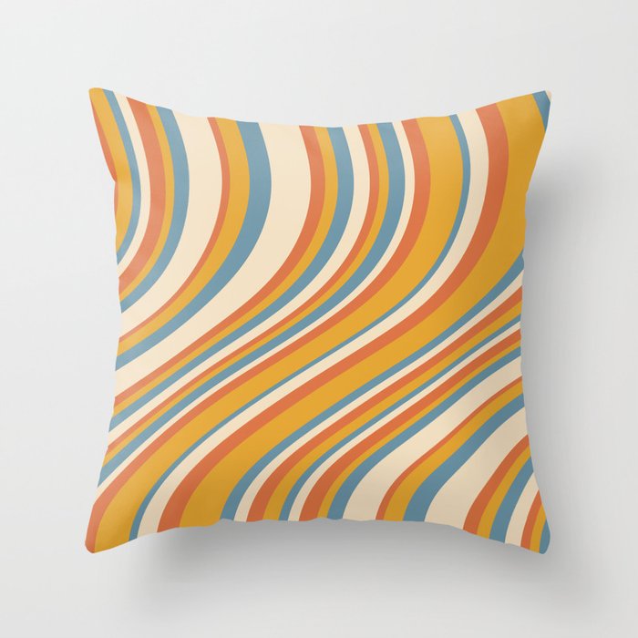 Wavy Stripes XX - Retro Summer Throw Pillow Gallery Image 1