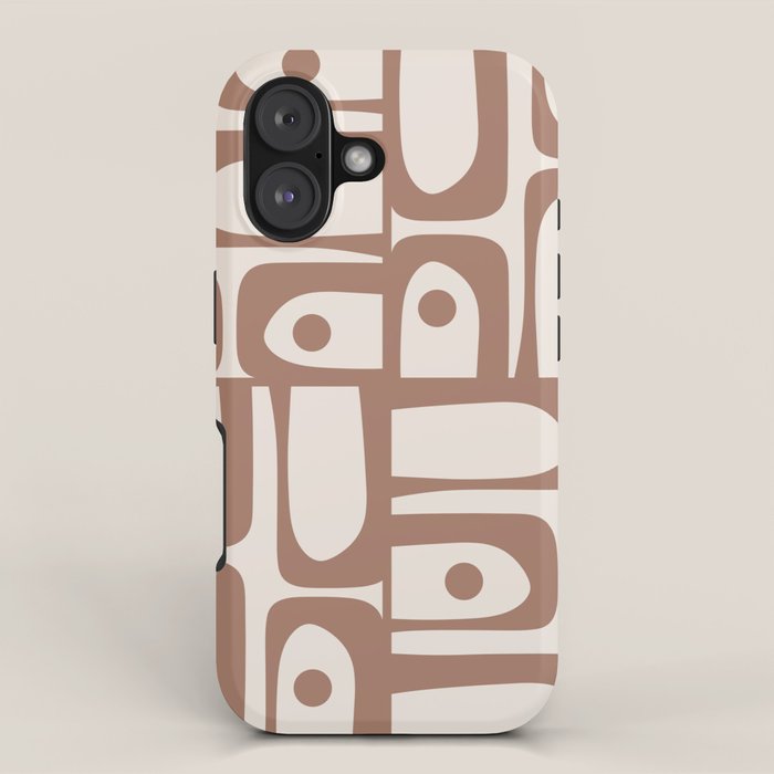 Mid Century Modern Piquet Pattern 1 Inspired by PANTONE 17 1230 Color of the Year Mocha Mousse iPhone Case Gallery Image 1