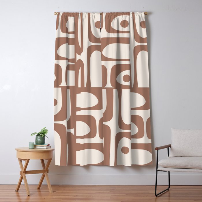 Mid Century Modern Piquet Pattern 1 Inspired by PANTONE 17 1230 Color of the Year Mocha Mousse Window Curtain Gallery Image 5