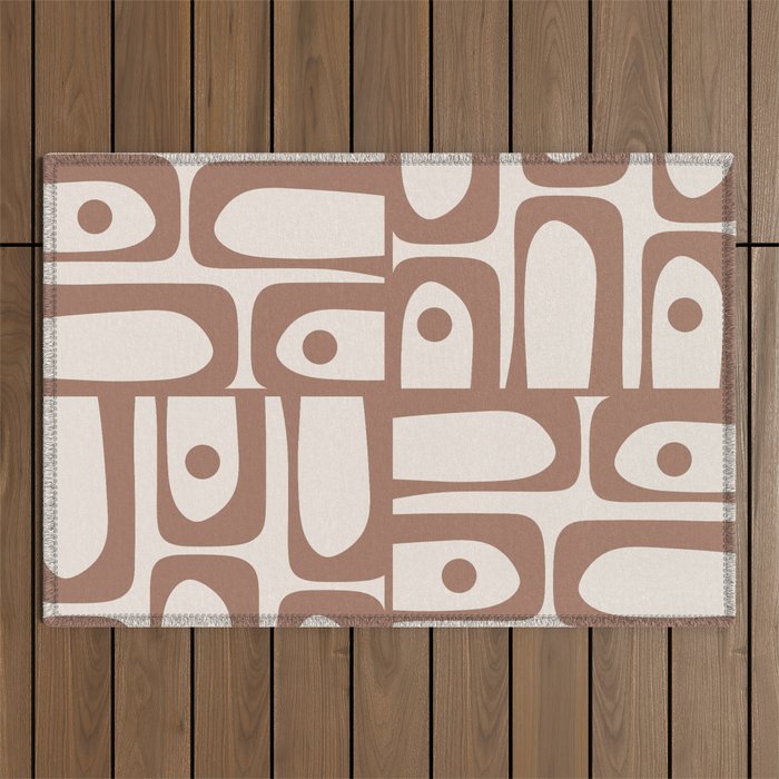 Mid Century Modern Piquet Pattern 1 Inspired by PANTONE 17 1230 Color of the Year Mocha Mousse Outdoor Rug Gallery Image 1