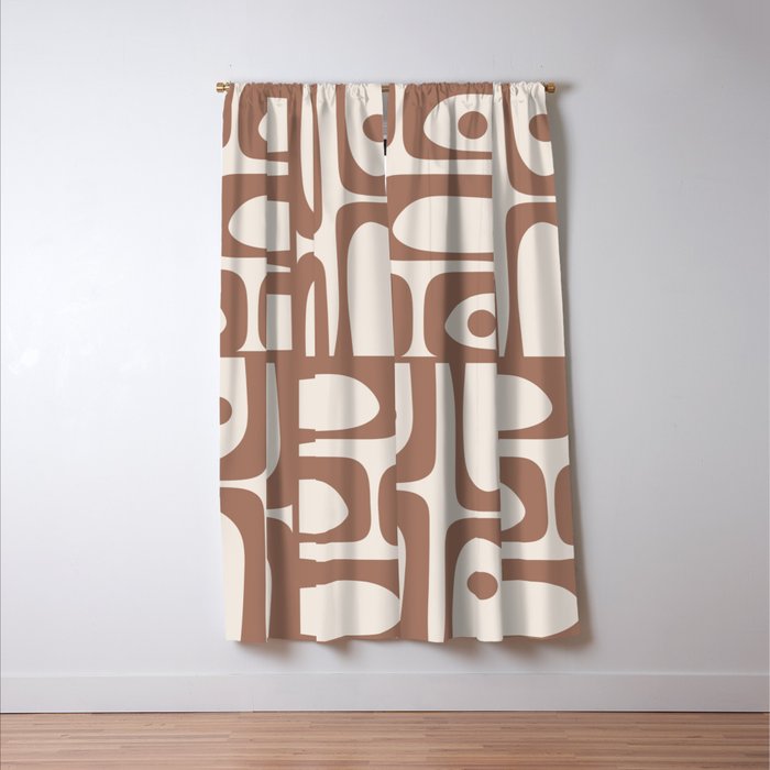 Mid Century Modern Piquet Pattern 1 Inspired by PANTONE 17 1230 Color of the Year Mocha Mousse Window Curtain Gallery Image 3