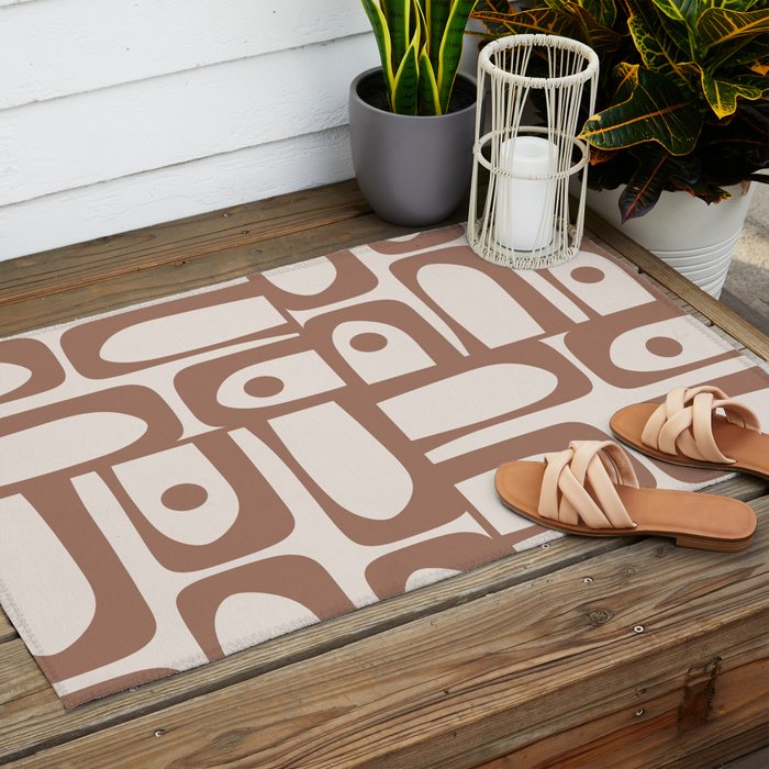 Mid Century Modern Piquet Pattern 1 Inspired by PANTONE 17 1230 Color of the Year Mocha Mousse Outdoor Rug Gallery Image 2