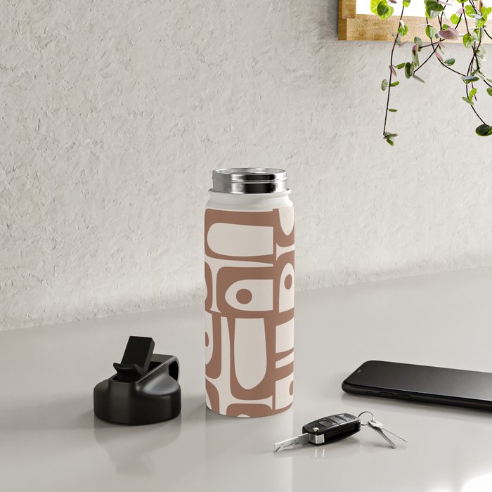 Mid Century Modern Piquet Pattern 1 Inspired by PANTONE 17 1230 Color of the Year Mocha Mousse Water Bottle Gallery Image 4