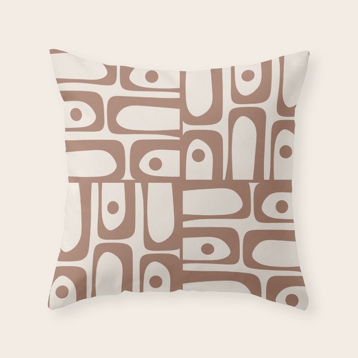 Mid Century Modern Piquet Pattern 1 Inspired by PANTONE 17 1230 Color of the Year Mocha Mousse Throw Pillow Gallery Image 1