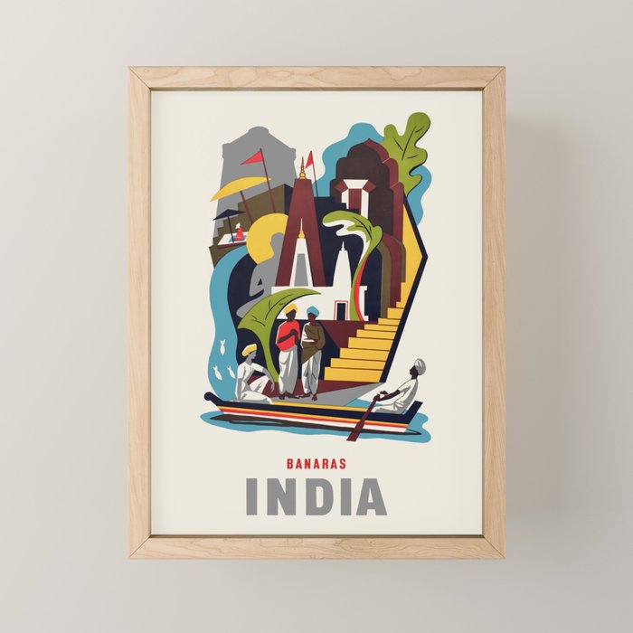 India Vintage Travel Poster, 1950s Mini Art Print Gallery Image 1
