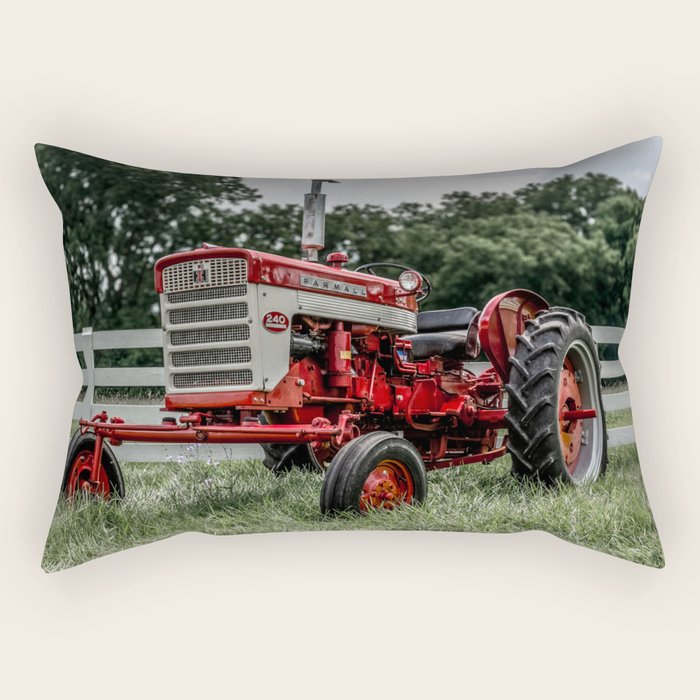 International Harvester Farmall 240 Red Tractor McCormick Deering Rectangular Pillow Gallery Image 2