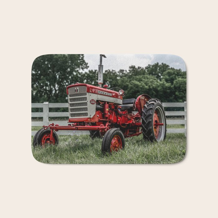 International Harvester Farmall 240 Red Tractor McCormick Deering Bath Mat Gallery Image 1