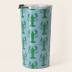 Coastal Pop Lobster Pattern in Light Blue and Green Travel Mug Gallery Image 3
