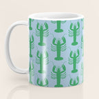 Coastal Pop Lobster Pattern in Light Blue and Green Coffee Mug Gallery Image 3