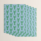 Coastal Pop Lobster Pattern in Light Blue and Green Wrapping Paper Gallery Image 3