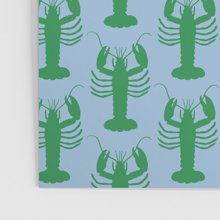 Coastal Pop Lobster Pattern in Light Blue and Green Poster Gallery Image 3