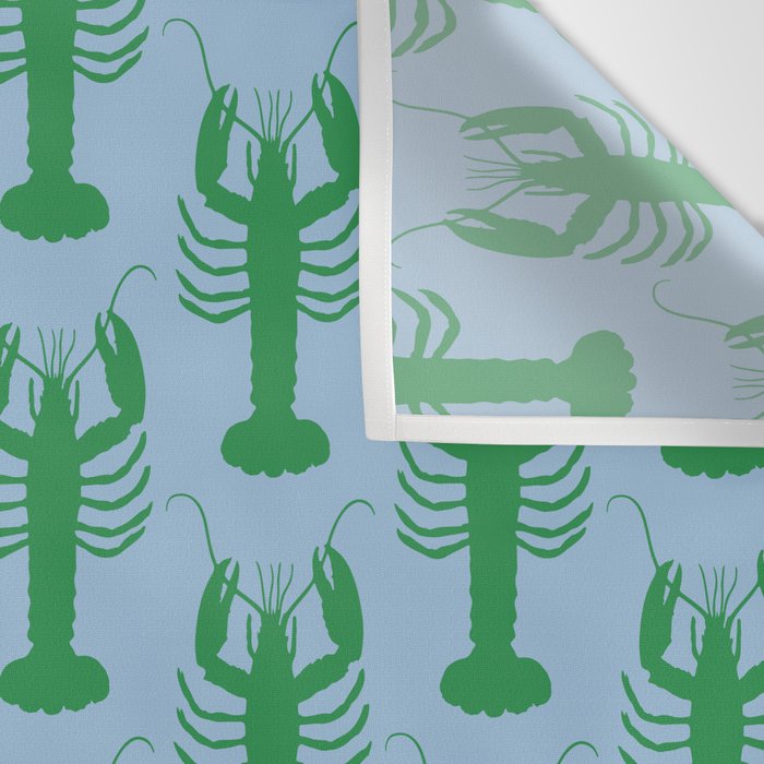 Coastal Pop Lobster Pattern in Light Blue and Green Wall Tapestry Gallery Image 3