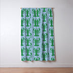 Coastal Pop Lobster Pattern in Light Blue and Green Window Curtain Gallery Image 3