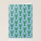 Coastal Pop Lobster Pattern in Light Blue and Green Stationery Card Gallery Image 2