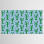 Coastal Pop Lobster Pattern in Light Blue and Green Tablecloth Gallery Image 2
