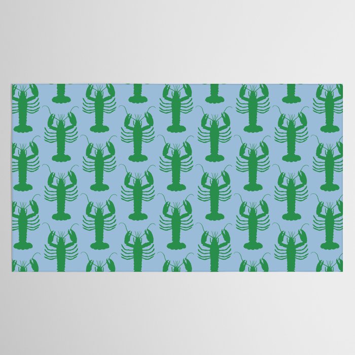 Coastal Pop Lobster Pattern in Light Blue and Green Tablecloth Gallery Image 2